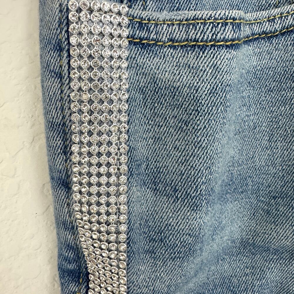 Lane Bryant High Rise Straight Jeans Size 24 Flex Magic Waistband Jeweled Blue - Picture 5 of 9